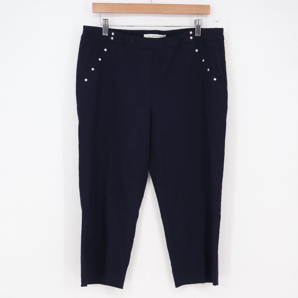 Zac & Rachel Pants Womens 14 Millennium Cropped Navy Blue Studded Excellent